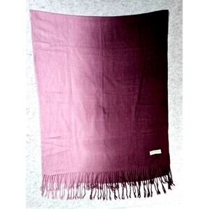 Pashmina Scarf Wrap 70% Cashmere, 30% Silk Purple Ombre, Fringe, 26x72 New